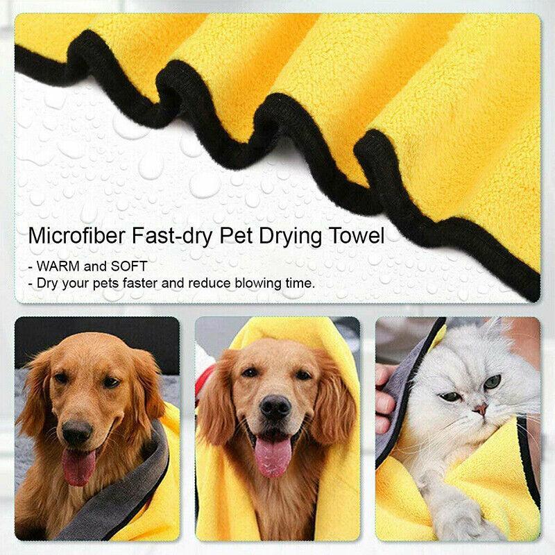 Pet Drying Towel Ultra-Absorbent Water Dog Cat Bath Microfiber Clean Soft Cloth - 30 X 60CM