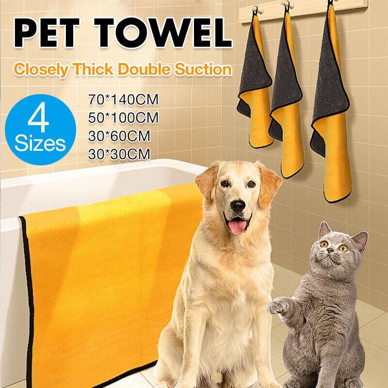 Pet Drying Towel Ultra-Absorbent Water Dog Cat Bath Microfiber Clean Soft Cloth - 70 X 140CM V528-PETTOWEL-70-140CM-54729