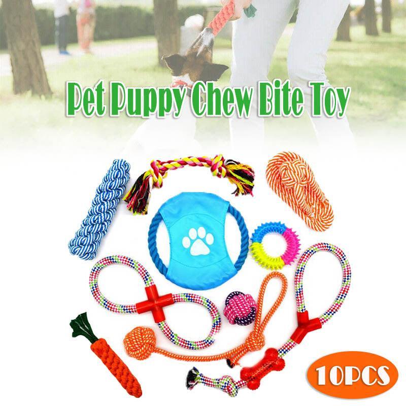 10X Braided Rope Dog Toys Chew Play Clean Teeth V528-PETTOY-10PCS-801815