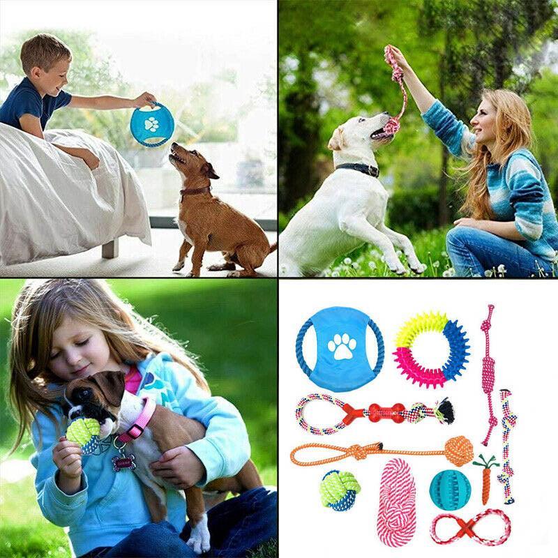 10X Braided Rope Dog Toys Chew Play Clean Teeth V528-PETTOY-10PCS-801815
