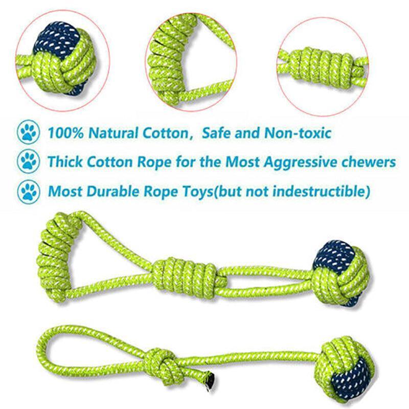 7PCS Dog Rope Chew Toys Set Cotton Knot Balls Puppy Teething Tug Training Toy V528-PETTOY-7PCS-11668