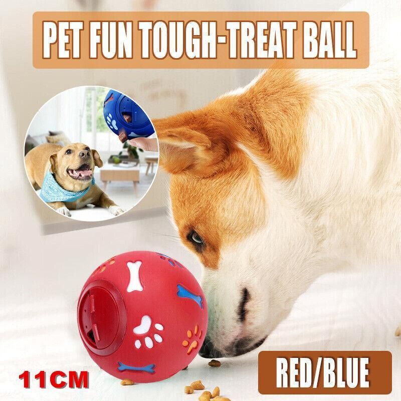 11cm Dog Pet Fun Tough-Treat Ball Tumbler Mental Food Dispenser Feeder Puzzle Toy - Blue V528-PETTOYBALL-BLUE-11CM-62085