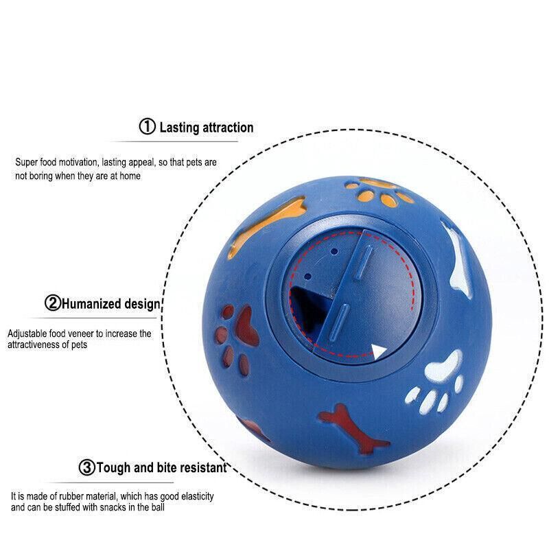 11cm Dog Pet Fun Tough-Treat Ball Tumbler Mental Food Dispenser Feeder Puzzle Toy - Blue V528-PETTOYBALL-BLUE-11CM-62085