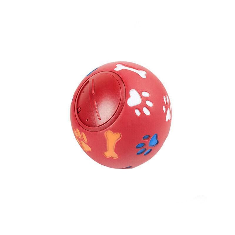 11cm Dog Pet Fun Tough-Treat Ball Tumbler Mental Food Dispenser Feeder Puzzle Toy - Red V528-PETTOYBALL-RED-11CM-69754