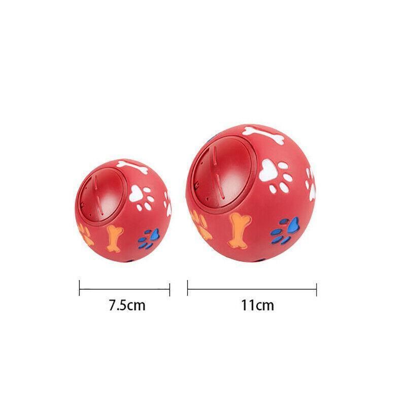 11cm Dog Pet Fun Tough-Treat Ball Tumbler Mental Food Dispenser Feeder Puzzle Toy - Red V528-PETTOYBALL-RED-11CM-69754
