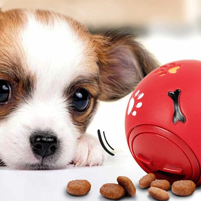 11cm Dog Pet Fun Tough-Treat Ball Tumbler Mental Food Dispenser Feeder Puzzle Toy - Red V528-PETTOYBALL-RED-11CM-69754