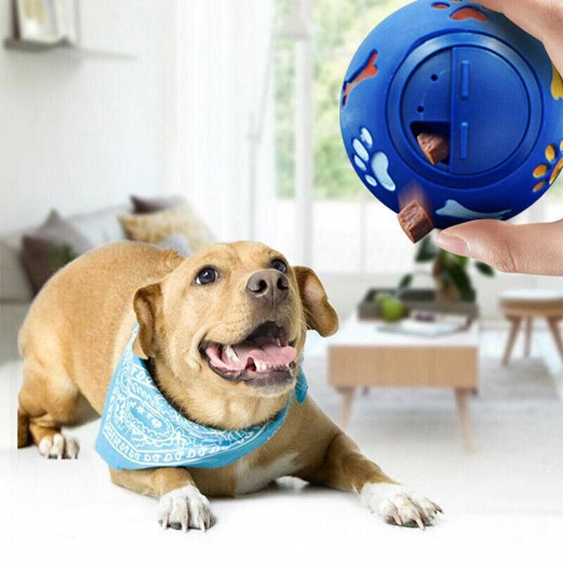 11cm Dog Pet Fun Tough-Treat Ball Tumbler Mental Food Dispenser Feeder Puzzle Toy - Red V528-PETTOYBALL-RED-11CM-69754