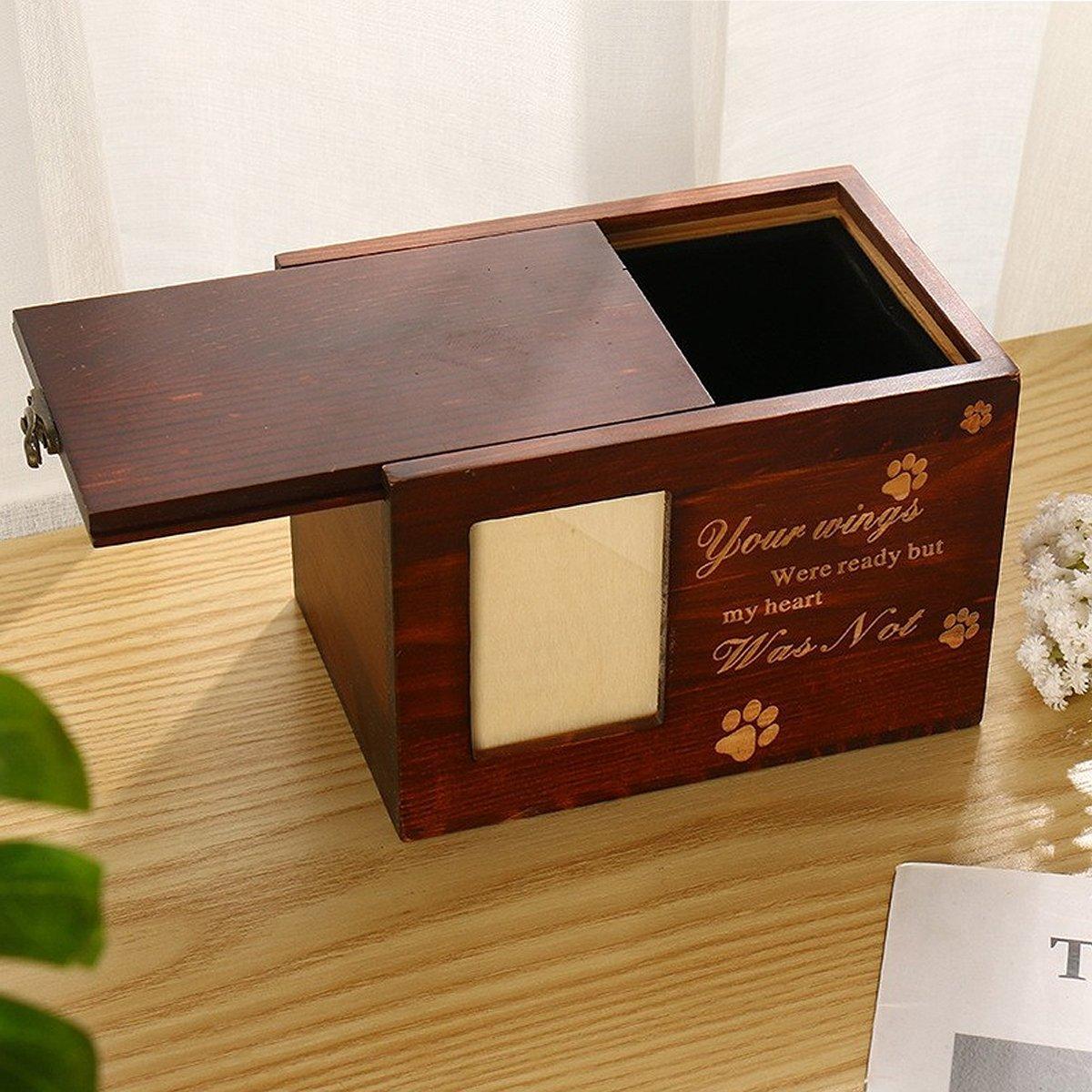 1x Wooden Pet Memorial Urn For Ashes With Photo Frame Cat/Dog Memory Box Keepsak - Black V528-PETURN-BLACK-155064