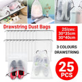 25PCS Portable Travel Shoe Bags Sport Storage Pouch Drawstring Dust Organizer - Black-30*35cm V528-PEVA-BAG-BLACK-25PCS-30-35-482521