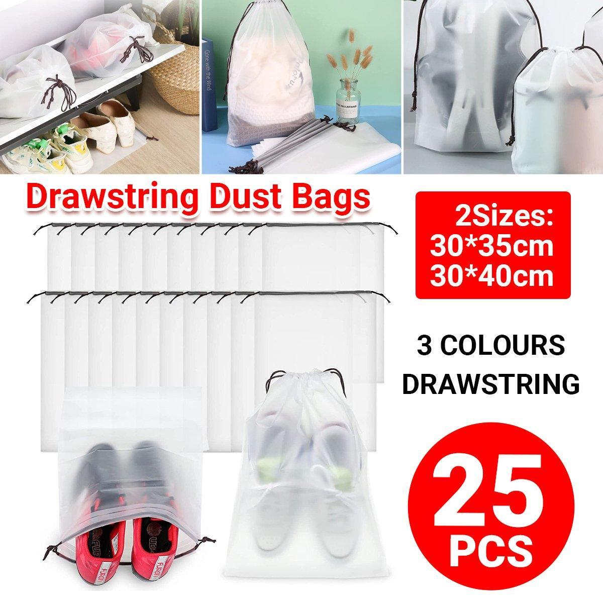 25PCS Portable Travel Shoe Bags Sport Storage Pouch Drawstring Dust Organizer - Black-30*35cm V528-PEVA-BAG-BLACK-25PCS-30-35-482521