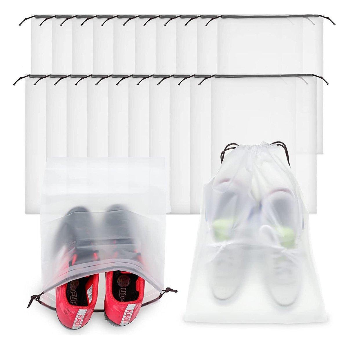 25PCS Portable Travel Shoe Bags Sport Storage Pouch Drawstring Dust Organizer - Black-30*35cm V528-PEVA-BAG-BLACK-25PCS-30-35-482521