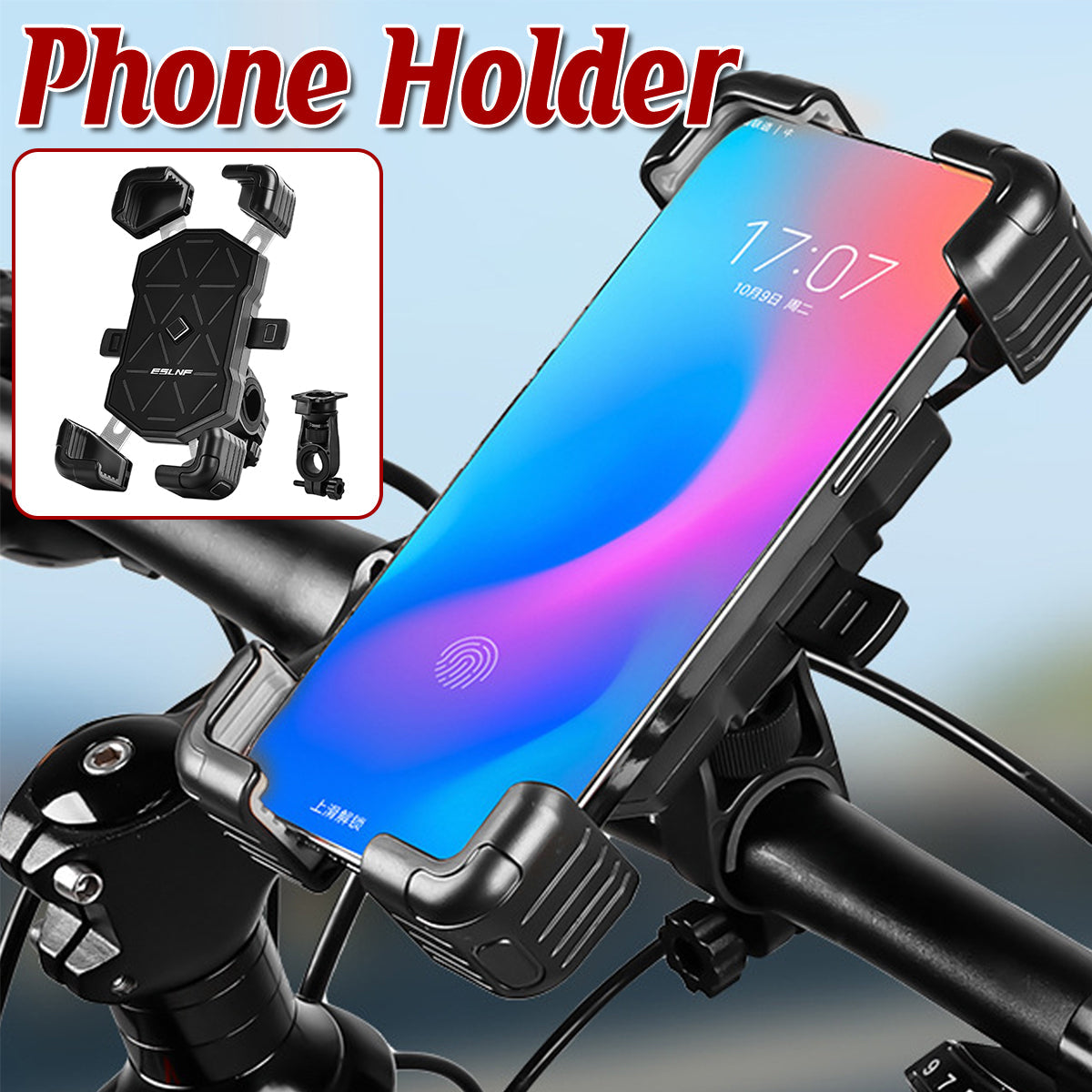 360 degrees Rotation Mobile Phone Holder Handlebar Mount For Motorcycle Bicycle Bike V528-PHONE-STAND-BLACK-194523
