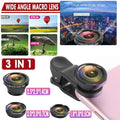 Wide Angle Macro Fisheye Phone Camera Lens Kit For Iphone Samsung Black V528-PHONECAMERA-309802