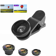 Wide Angle Macro Fisheye Phone Camera Lens Kit For Iphone Samsung Black V528-PHONECAMERA-309802