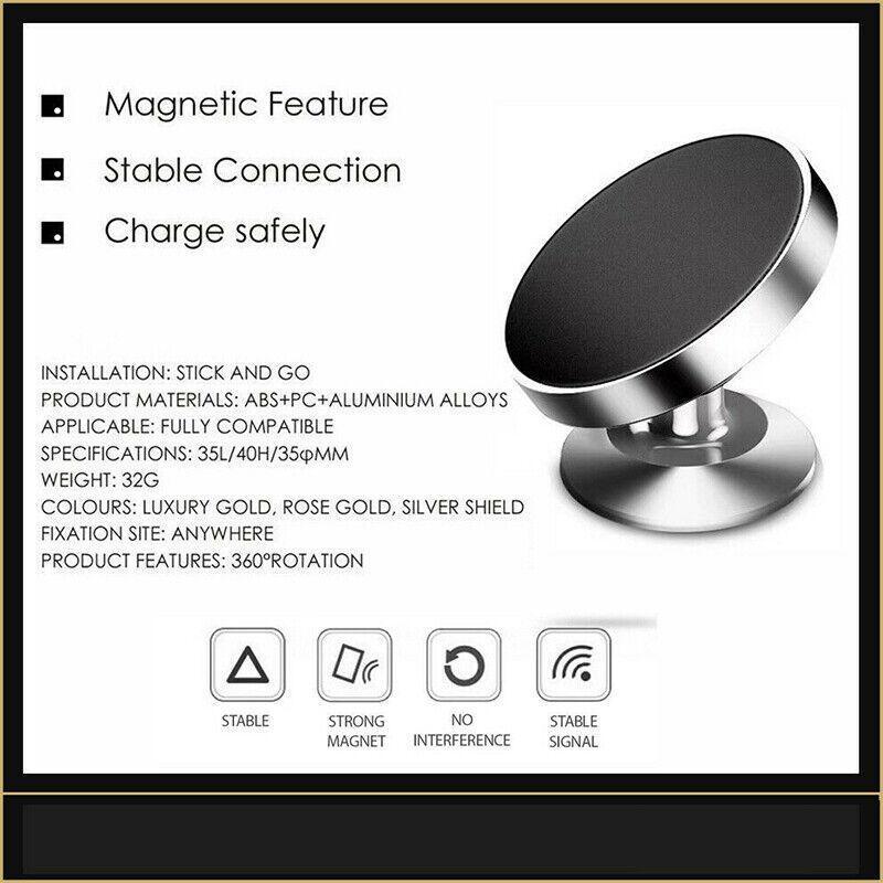 360-Degree Car Phone Holder Dashboard Mount Stand Cradle for Flat Surface - Silver V528-PHONEHOLDER-SILVER-1PC