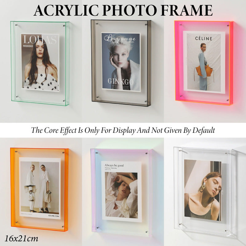 Acrylic Photo Frame Double-Sided Clear Display with Screw Mount - 16x21cm - Green V528-PHOTO-GREEN-376154