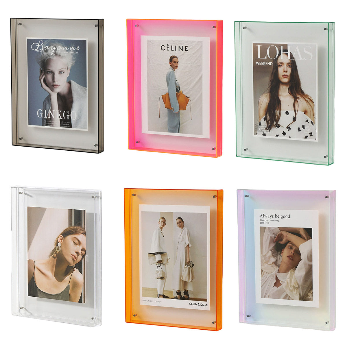 Acrylic Photo Frame Double-Sided Clear Display with Screw Mount - 16x21cm - Green V528-PHOTO-GREEN-376154