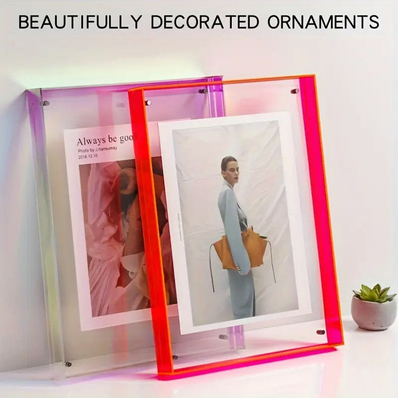 Acrylic Photo Frame Double-Sided Clear Display with Screw Mount - 16x21cm - Grey V528-PHOTO-GREY-324462