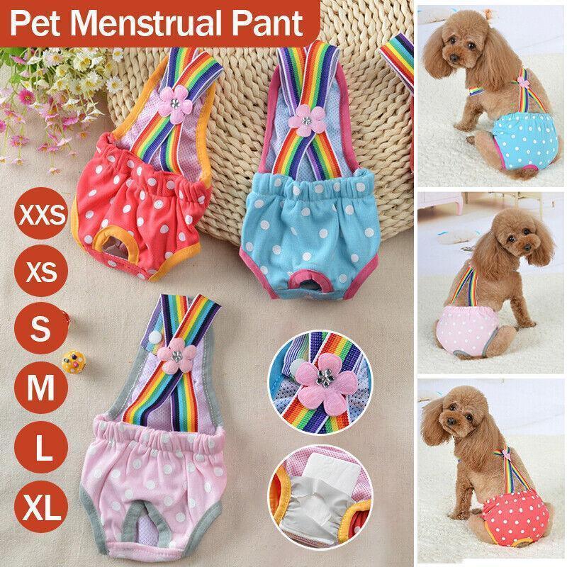 Female Pet Dog Cat Puppy Pant Menstrual Sanitary Nappy Diaper Wrap Underwear Blue - S V528-PHYSIOLOGICALPANTS-BLUE-S-65351