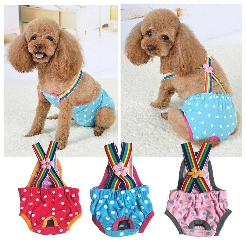 Female Pet Dog Cat Puppy Pant Menstrual Sanitary Nappy Diaper Wrap Underwear Pink - S V528-PHYSIOLOGICALPANTS-PINK-S-22160
