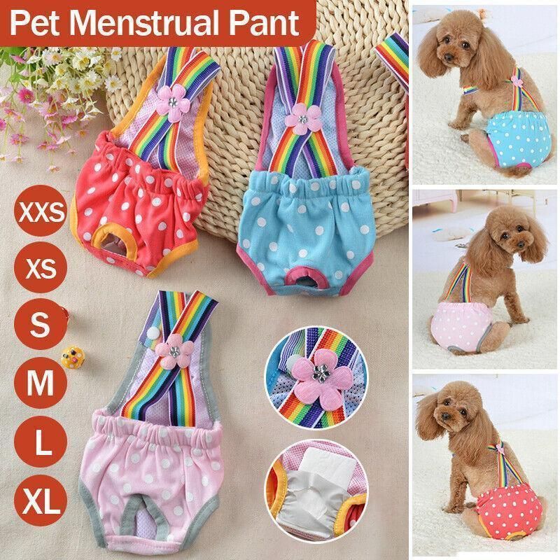 Female Pet Dog Cat Puppy Pant Menstrual Sanitary Nappy Diaper Wrap Underwear Pink - XS V528-PHYSIOLOGICALPANTS-PINK-S-29645