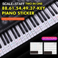 Transparent Keyboard Piano Stickers 88/61/54/49/37 Keys Sticker Note For Learner - Colourful V528-PIANOKEYSTICKERS-COLORFUL-87518