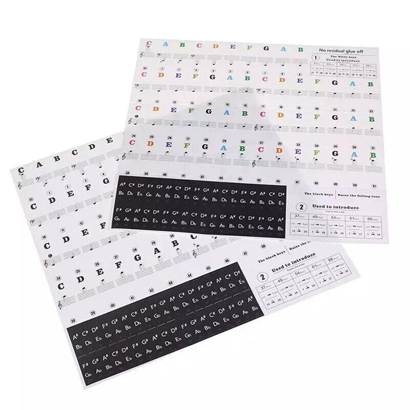 Transparent Keyboard Piano Stickers 88/61/54/49/37 Keys Sticker Note For Learner - Colourful V528-PIANOKEYSTICKERS-COLORFUL-87518