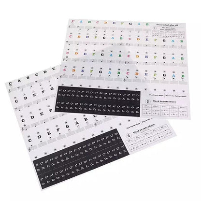 Transparent Keyboard Piano Stickers 88/61/54/49/37 Keys Sticker Note For Learner - Colourful V528-PIANOKEYSTICKERS-COLORFUL-87518