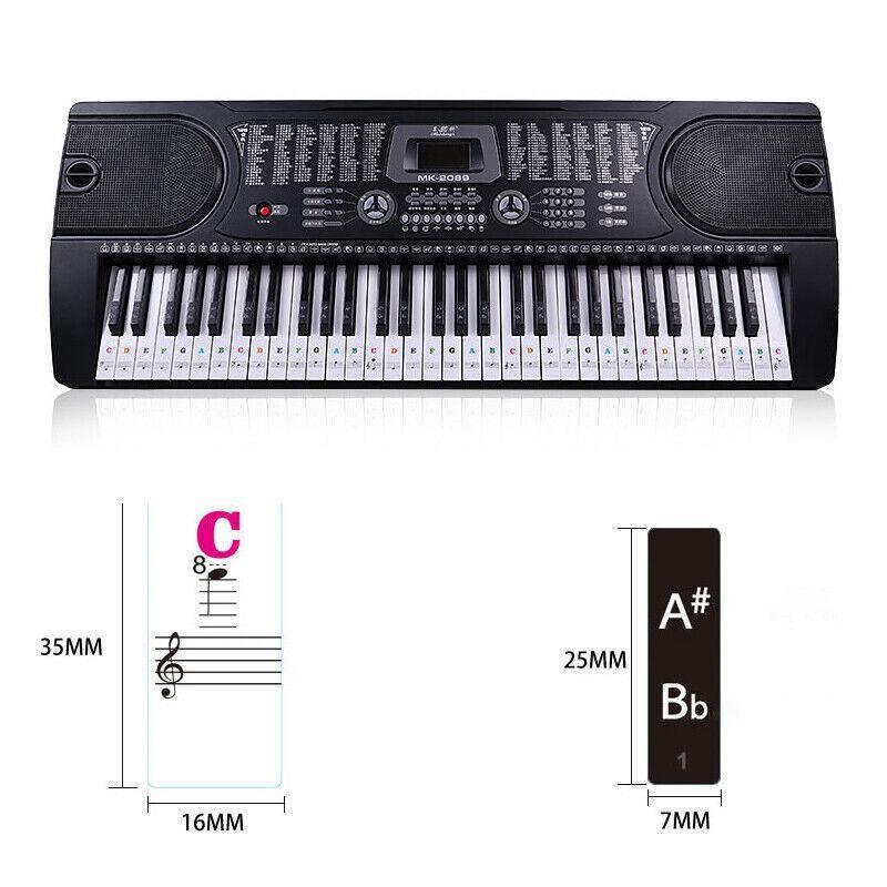 Transparent Keyboard Piano Stickers 88/61/54/49/37 Keys Sticker Note For Learner - Colourful V528-PIANOKEYSTICKERS-COLORFUL-87518