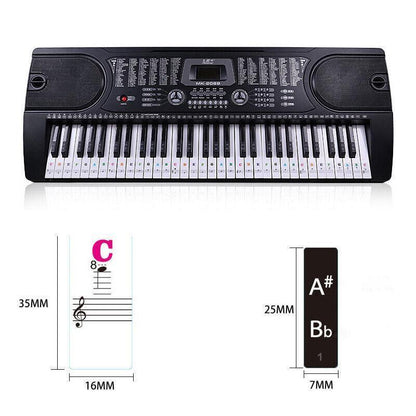 Transparent Keyboard Piano Stickers 88/61/54/49/37 Keys Sticker Note For Learner - Colourful V528-PIANOKEYSTICKERS-COLORFUL-87518