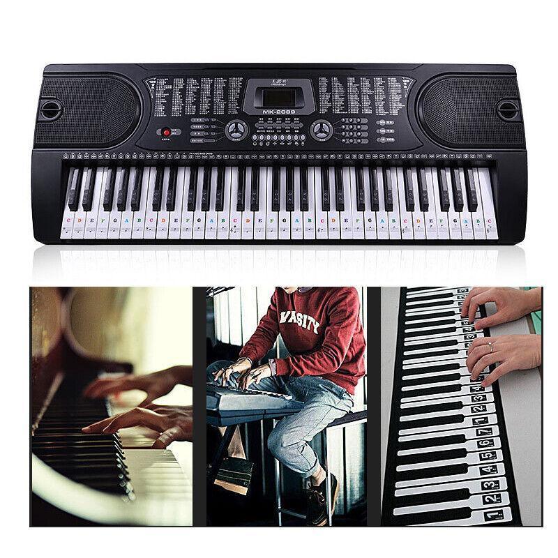 Transparent Keyboard Piano Stickers 88/61/54/49/37 Keys Sticker Note For Learner - Colourful V528-PIANOKEYSTICKERS-COLORFUL-87518
