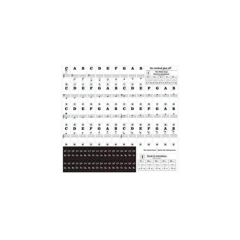 Transparent Keyboard Piano Stickers 88/61/54/49/37 Keys Sticker Note For Learner - Colourful V528-PIANOKEYSTICKERS-COLORFUL-87518