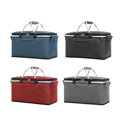 Folding Picnic Basket Insulated Cooler Bag Portable Outdoor Grocery Storage - Black V528-PICNIC-BASKET-BLACK-205589