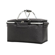 Folding Picnic Basket Insulated Cooler Bag Portable Outdoor Grocery Storage - Black V528-PICNIC-BASKET-BLACK-205589