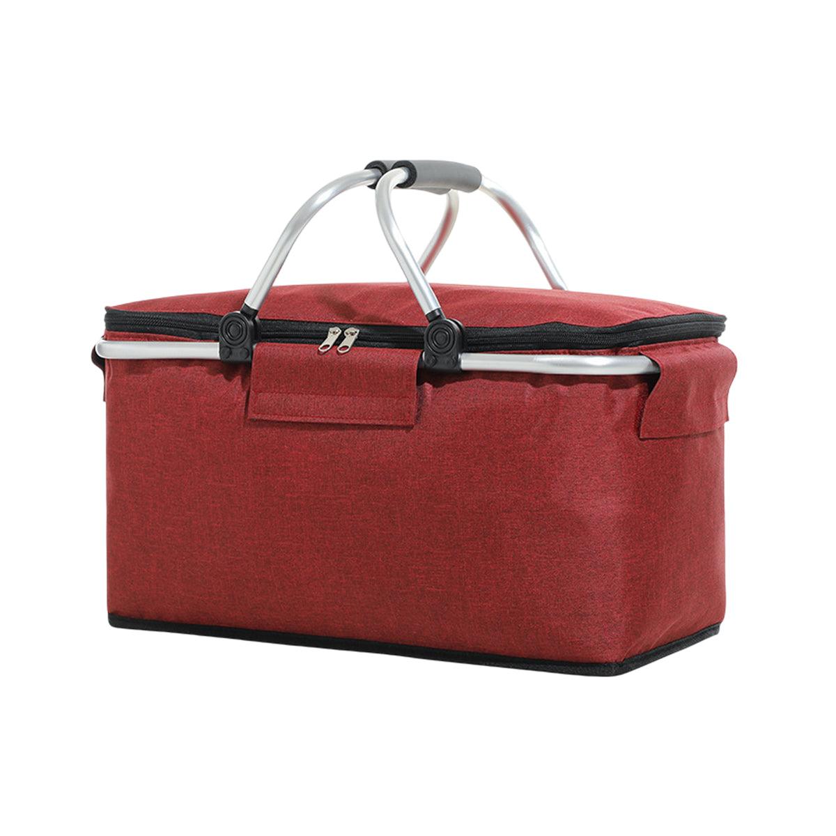 Folding Picnic Basket Insulated Cooler Bag Portable Outdoor Grocery Storage - Black V528-PICNIC-BASKET-BLACK-205589