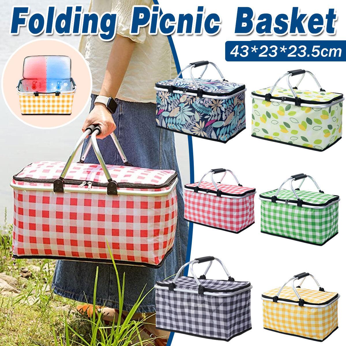 Foldable Picnic Basket Outdoor Camping Carrying Basket Portable Food Storage - Green V528-PICNIC-BASKET-GREEN-688129