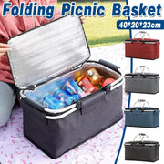 Folding Picnic Basket Insulated Cooler Bag Portable Outdoor Grocery Storage - Grey V528-PICNIC-BASKET-GREY-174171
