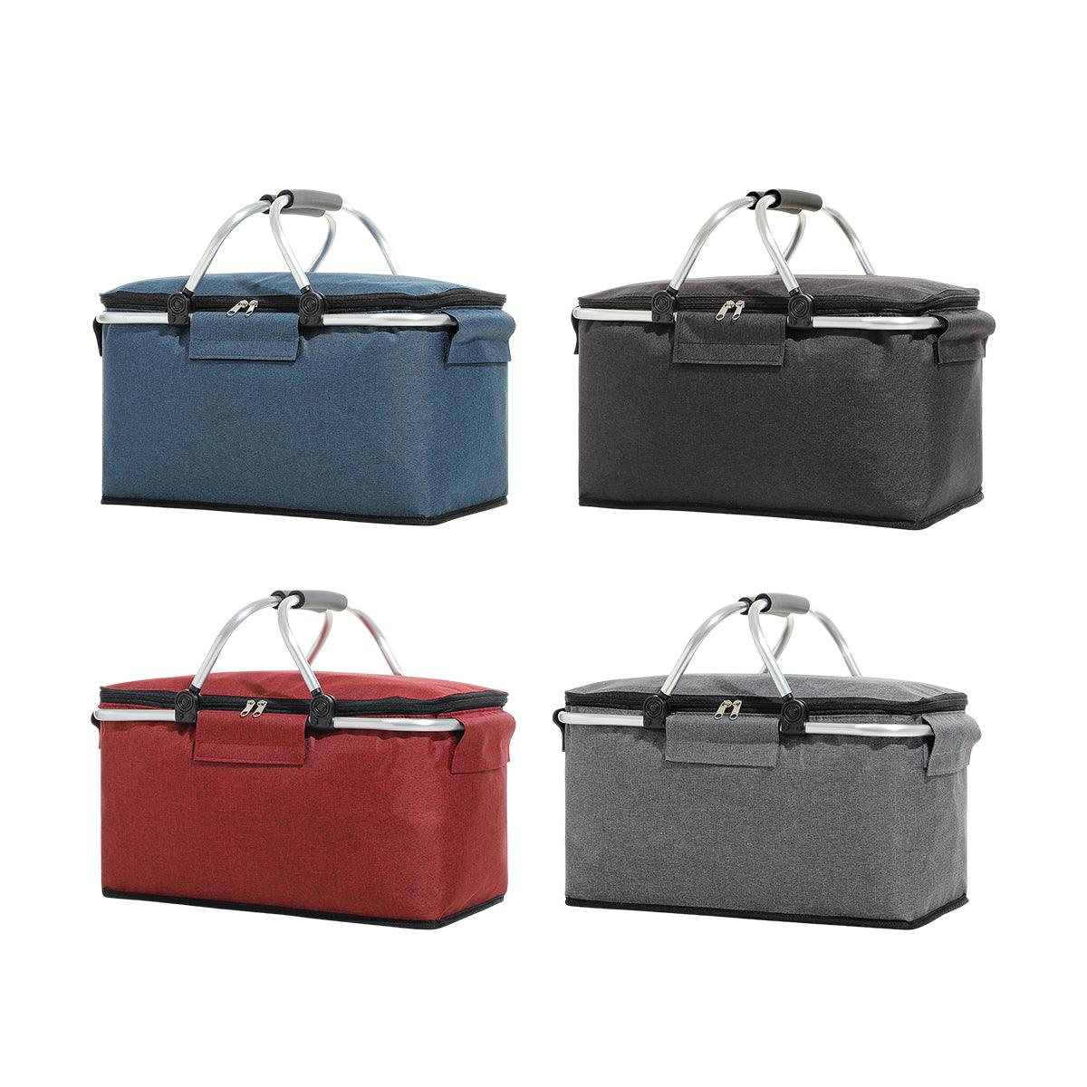 Folding Picnic Basket Insulated Cooler Bag Portable Outdoor Grocery Storage - Grey V528-PICNIC-BASKET-GREY-174171
