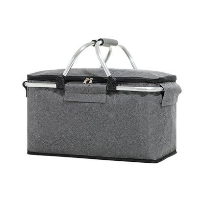 Folding Picnic Basket Insulated Cooler Bag Portable Outdoor Grocery Storage - Grey V528-PICNIC-BASKET-GREY-174171
