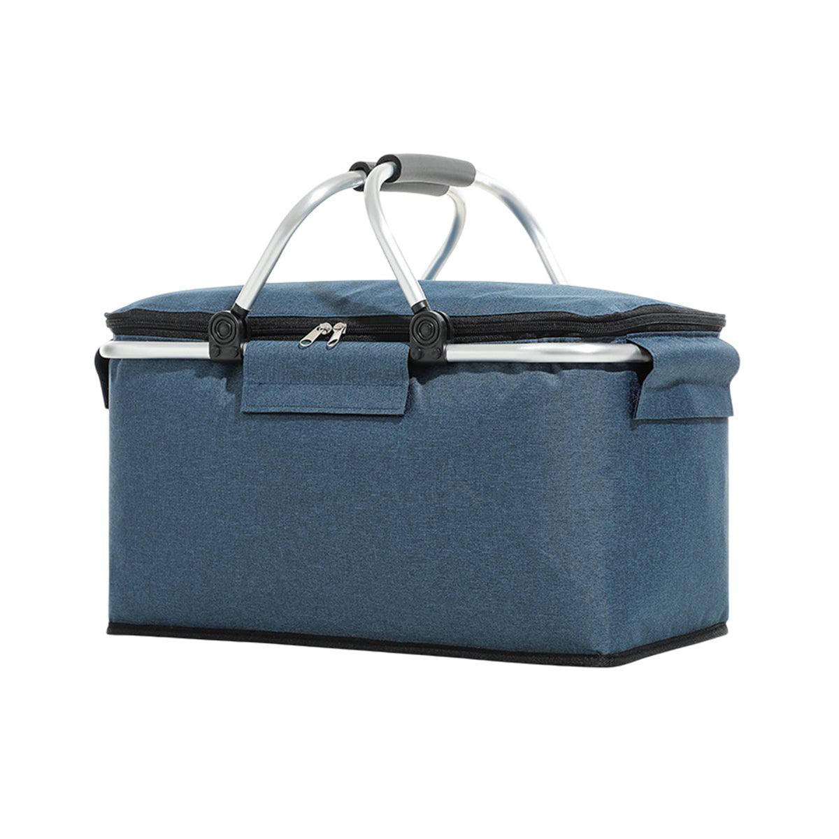 Folding Picnic Basket Insulated Cooler Bag Portable Outdoor Grocery Storage - Grey V528-PICNIC-BASKET-GREY-174171