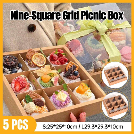 5PCS Kraft Paper Lunch Boxes Picnic Camping Food Containers Bento Sushi Packing - S-5Pcs V528-PICNIC-BOX-5PCS-S-273650