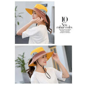 Women Wide Brim Ponytail Hat Sun Protect Visor Summer Beach Cap Anti Uv Floppy - Pink V528-PICOLOUR-PINK41927
