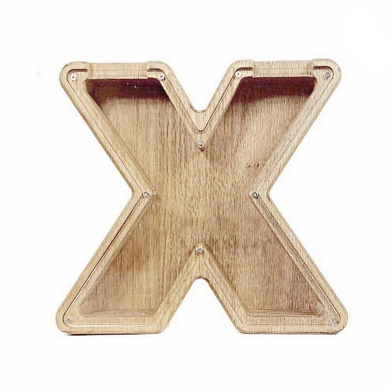 Wooden Piggy Bank Funny Letter or Guitar Coin Saving Money Box A-Z Gift Idea - X V528-PIGGYBANK-72341