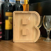 Wooden Piggy Bank Funny Letter or Guitar Coin Saving Money Box A-Z Gift Idea - B V528-PIGGYBANK-B-93671