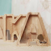 Wooden Piggy Bank Funny Letter or Guitar Coin Saving Money Box A-Z Gift Idea - D V528-PIGGYBANK-D-99296