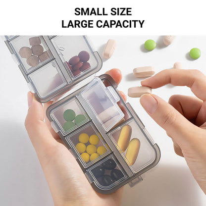 Small Pill Case Vitamin Holder Container 6/10Compartments Double Layer Holder - Red-2PCS V528-PILL-BOX-2PCS-GREY-743575