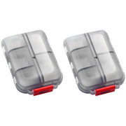 Small Pill Case Vitamin Holder Container 6/10Compartments Double Layer Holder - Red-2PCS V528-PILL-BOX-2PCS-GREY-743575