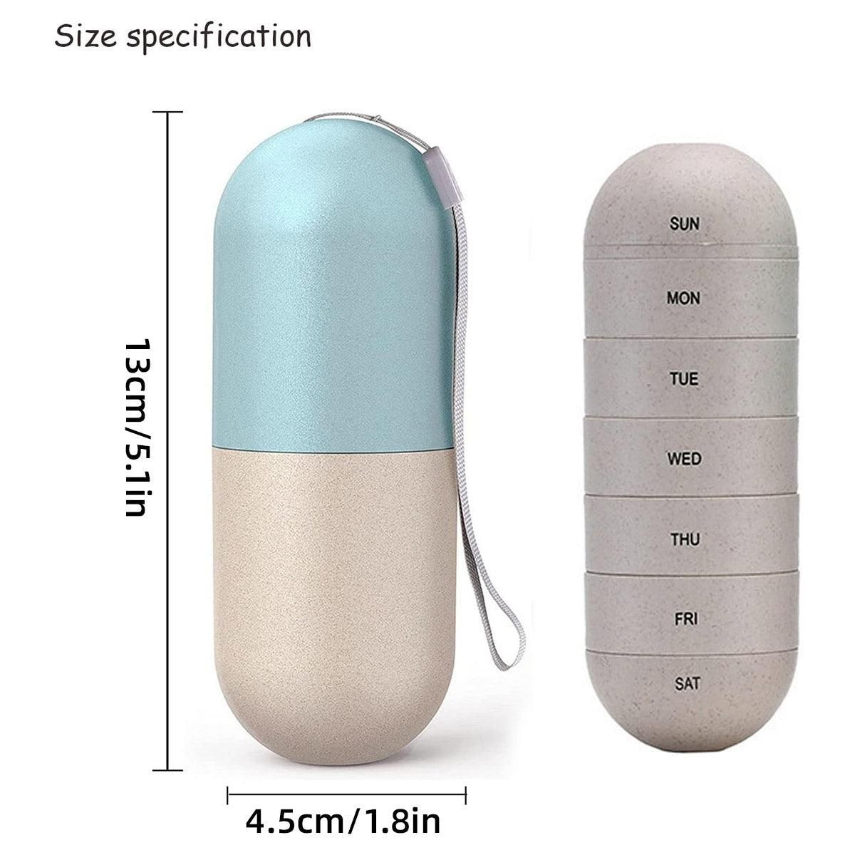 Sealed 7 Compartment Rotating Pill Box Weekly Travel Capsule Organizer Case V528-PILL-BOX-363412