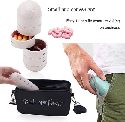Sealed 7 Compartment Rotating Pill Box Weekly Travel Capsule Organizer Case V528-PILL-BOX-363412