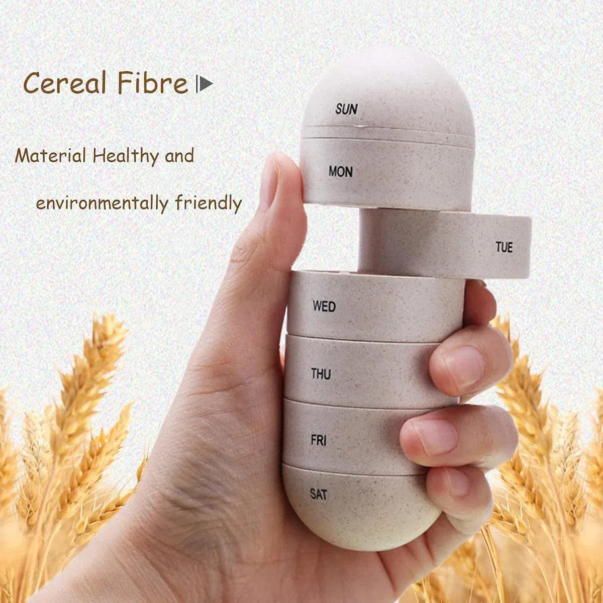 Sealed 7 Compartment Rotating Pill Box Weekly Travel Capsule Organizer Case V528-PILL-BOX-363412